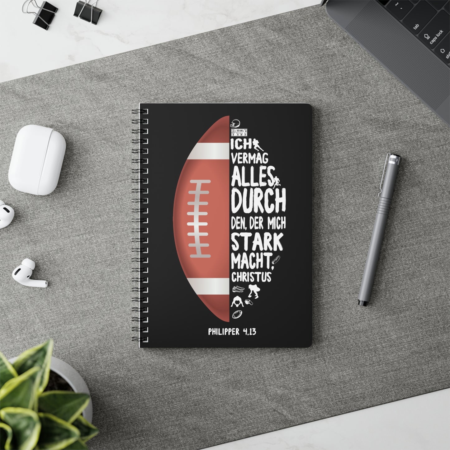 Philipper 4,13 American Football | Christliches Notizbuch | Christliche Geschenke | Gesegnet