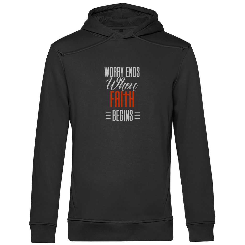 Worry Ends When Faith Begins Herren Premium Bio Hoodie