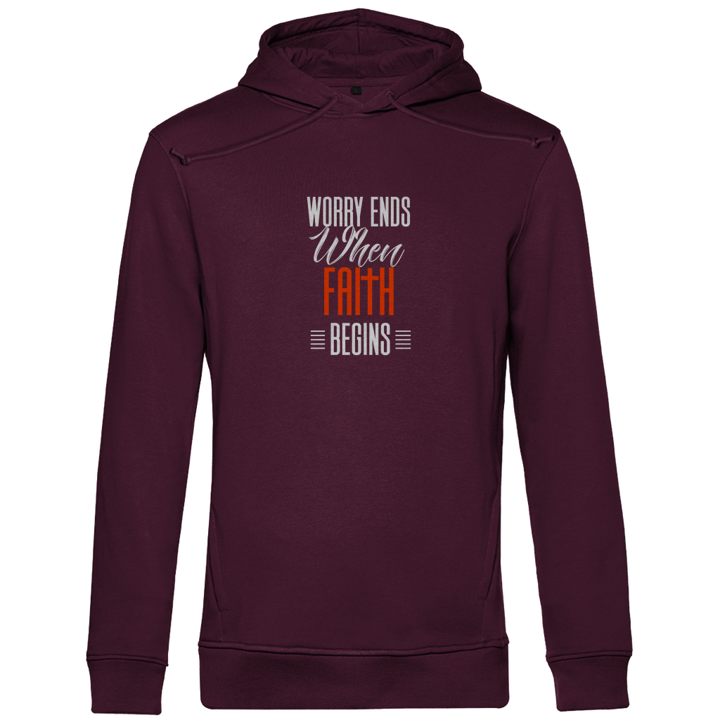 Worry Ends When Faith Begins Herren Premium Bio Hoodie