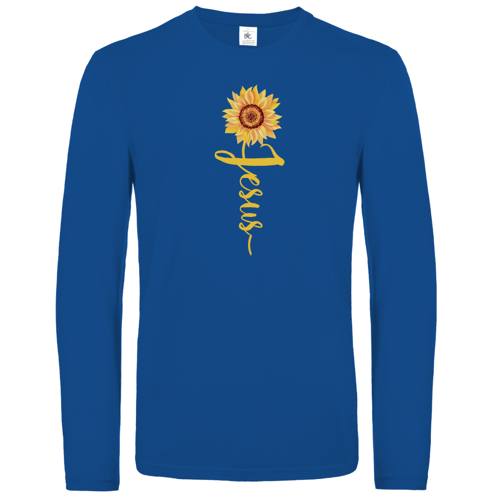 Jesus Sonnenblume christliches Unisex Langarmshirt