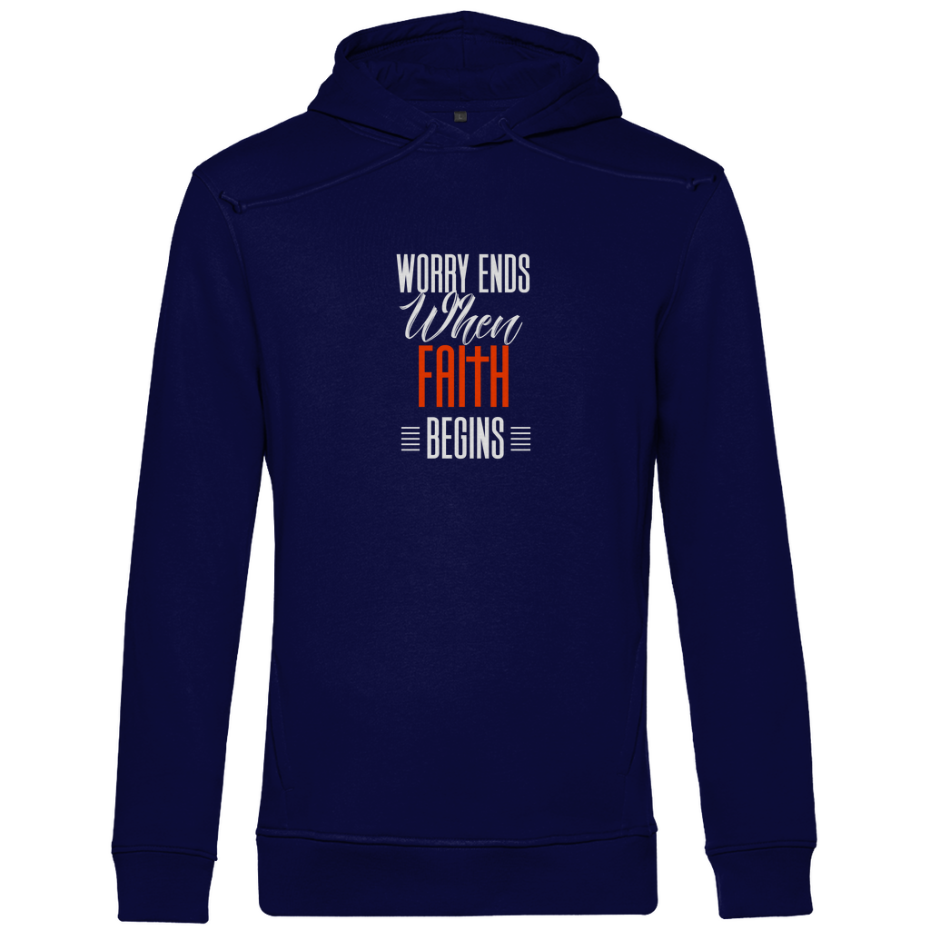 Worry Ends When Faith Begins Herren Premium Bio Hoodie