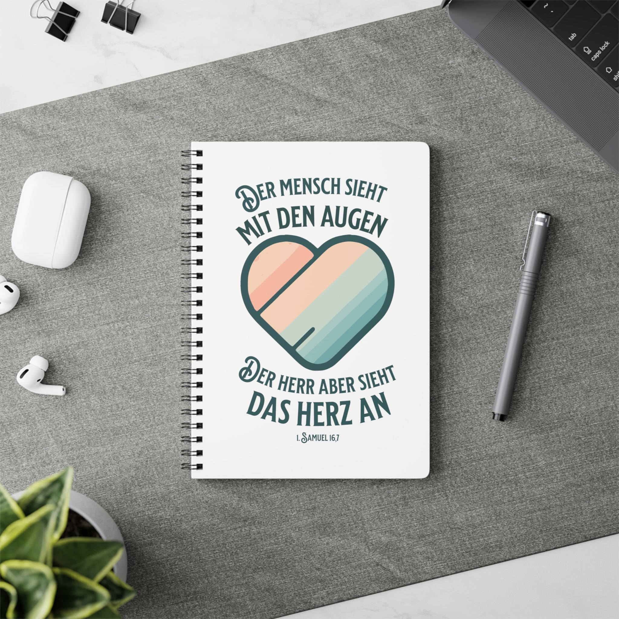 Der Herr sieht das Herz an Notizbuch Ringbindung A5