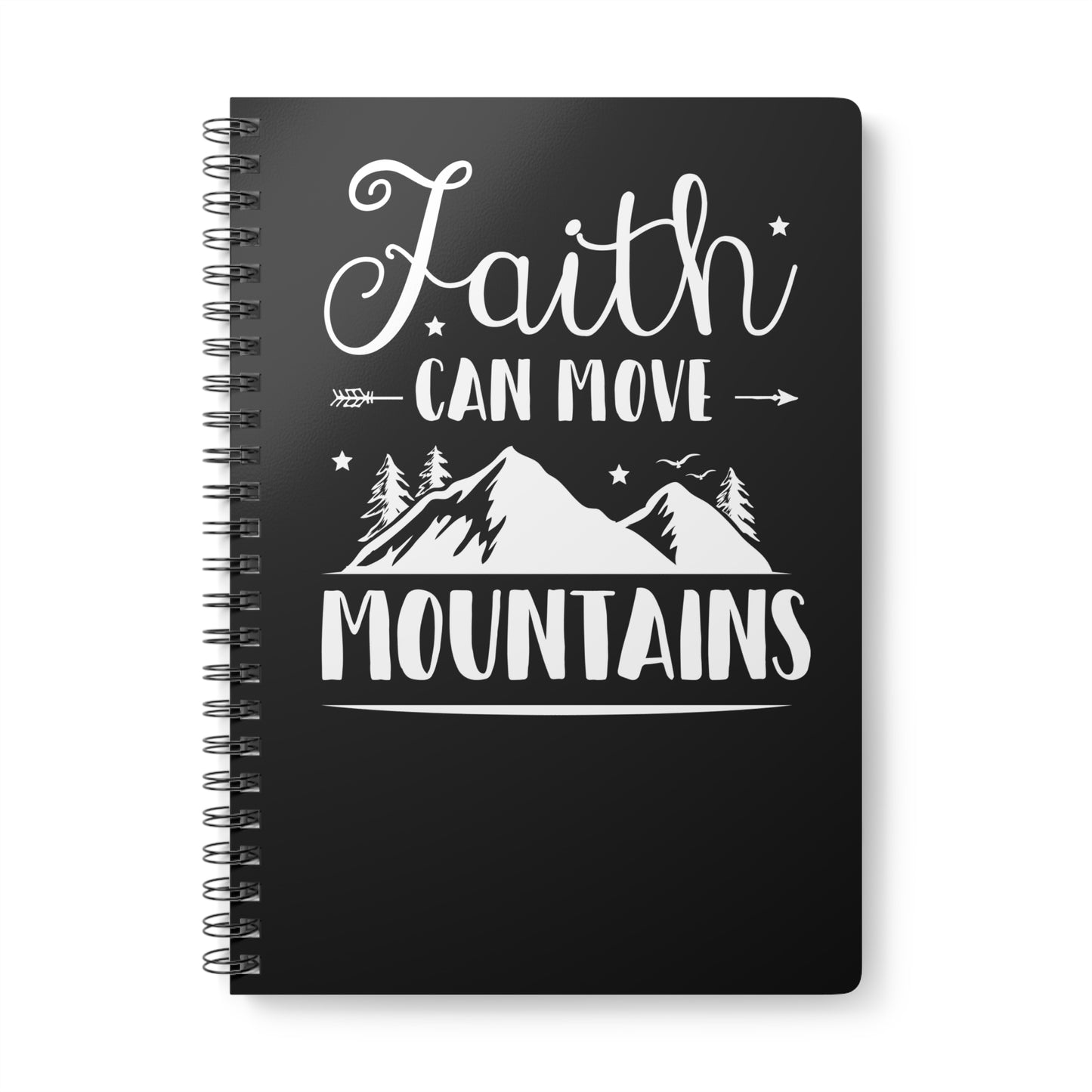 Faith Can Move Mountains | Christliches Notizbuch Schwarz | Christliche Geschenke | Gesegnet