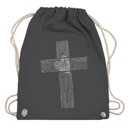 Kreuz mit Herz christlicher Turnbeutel