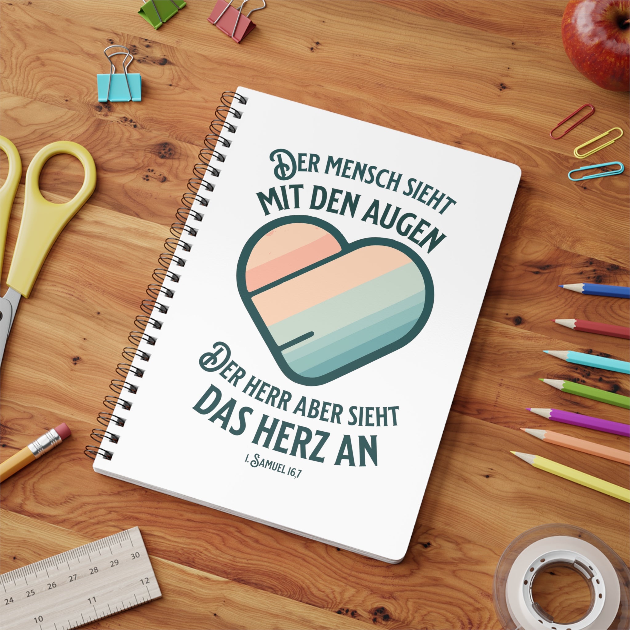 Der Herr sieht das Herz an Notizbuch Ringbindung A5