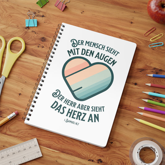 Der Herr sieht das Herz an Notizbuch Ringbindung A5