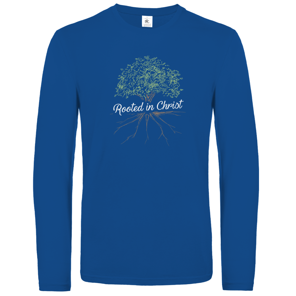 Rooted in Christ christliches Unisex Langarmshirt