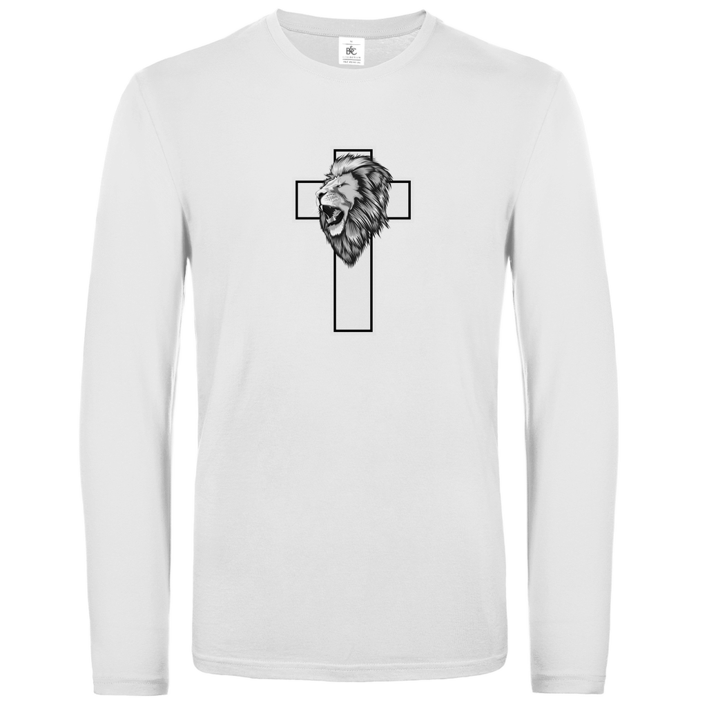 Löwen Kreuz christliches Unisex Langarmshirt