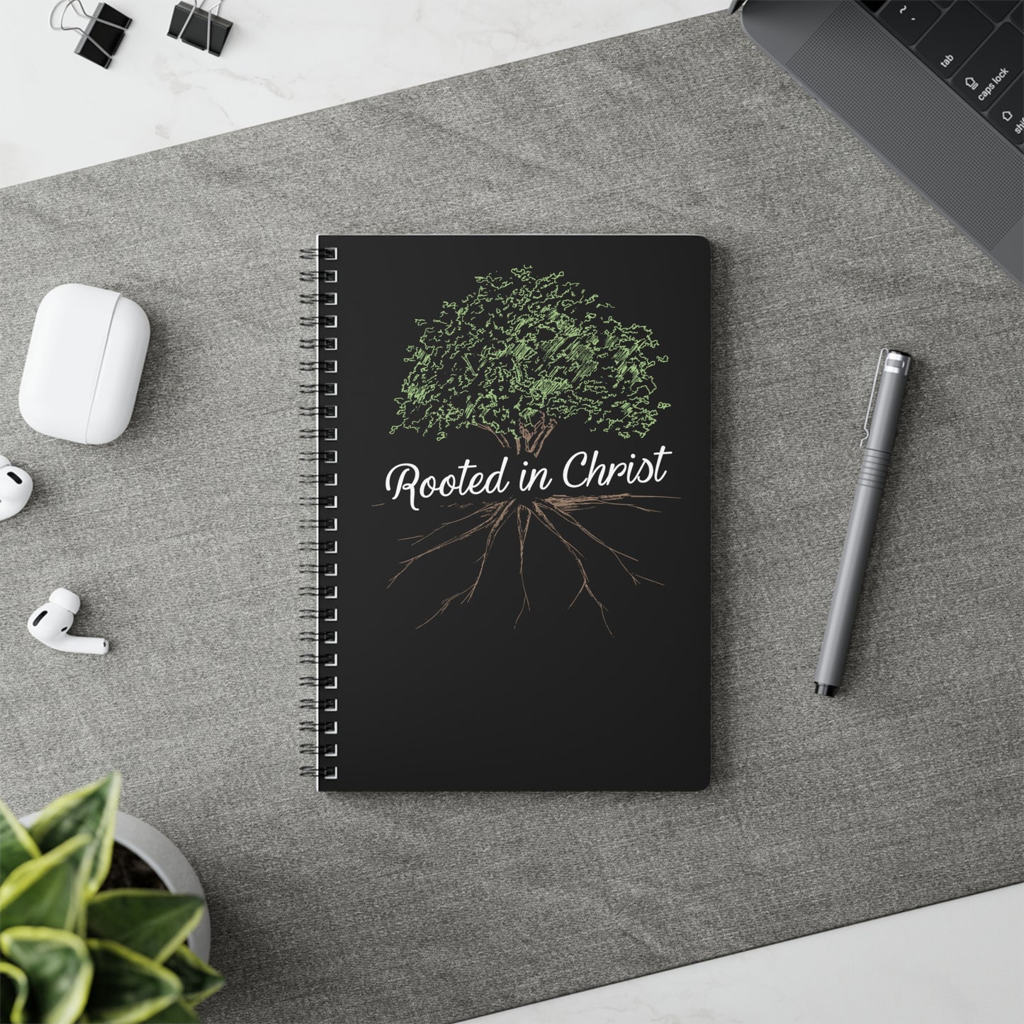 Rooted in Christ | Christliches Notizbuch Schwarz | Christliche Geschenke | Gesegnet