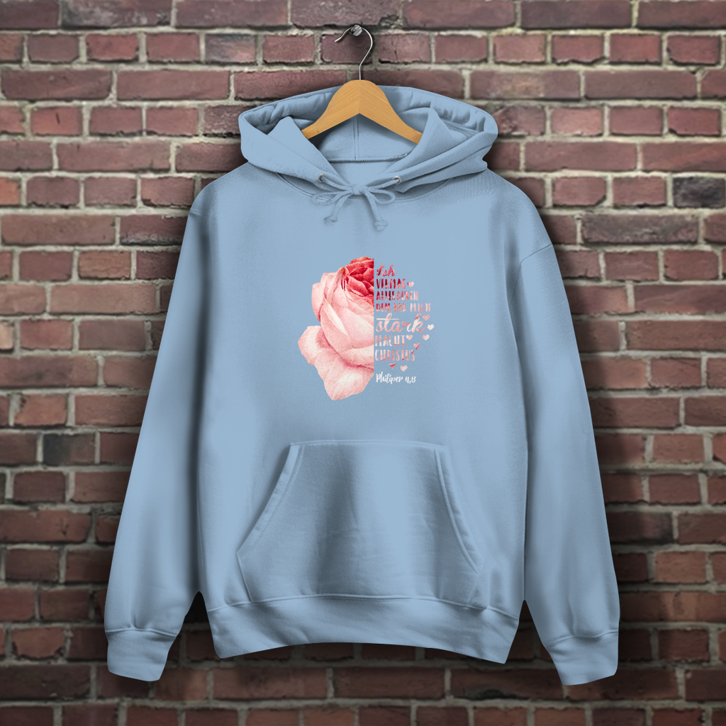 Ich bin stark durch Christus Philipper 4,13 Rose - Christlicher Damen Hoodie