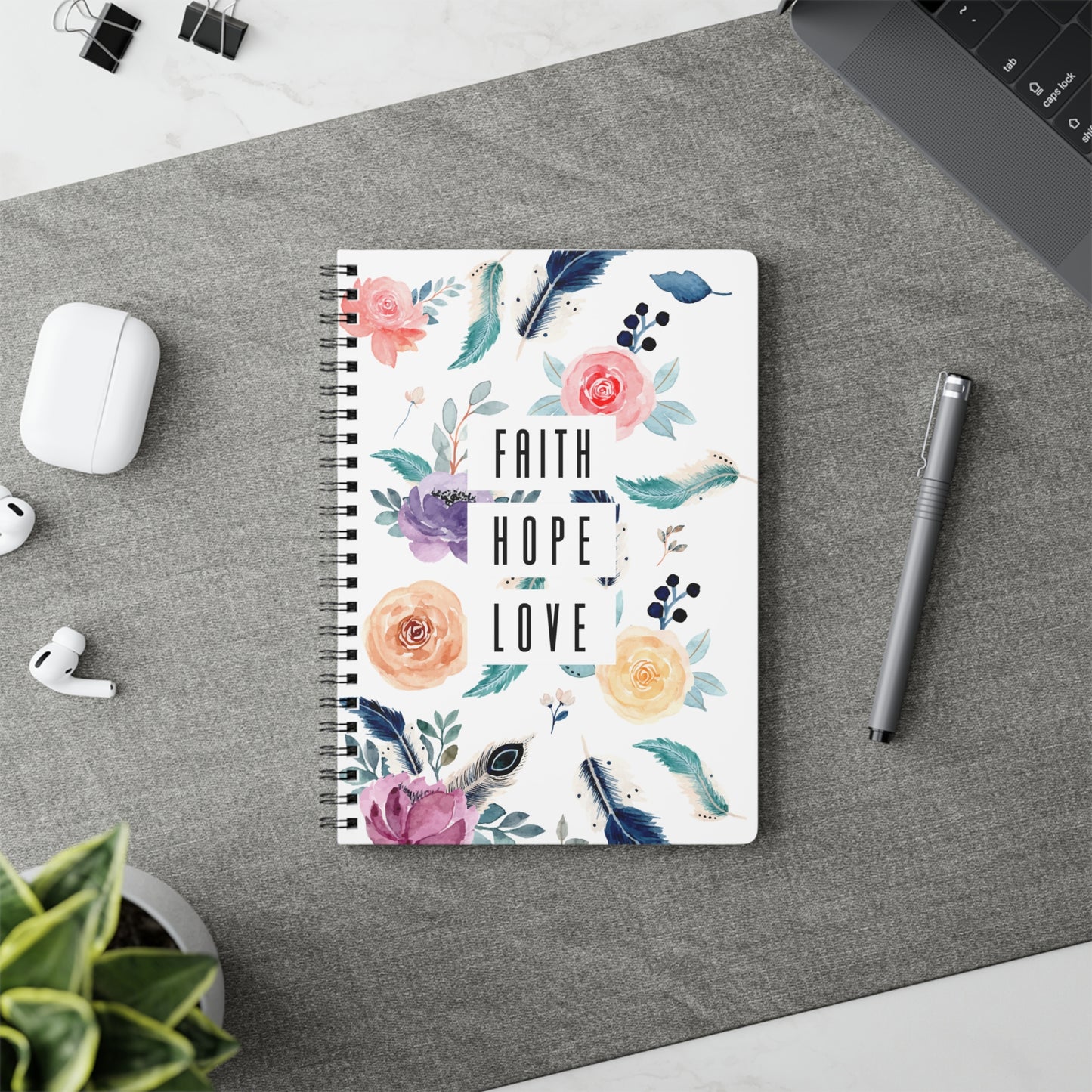 Faith Hope Love | Christliches Notizbuch Schwarz | Christliche Geschenke | Gesegnet