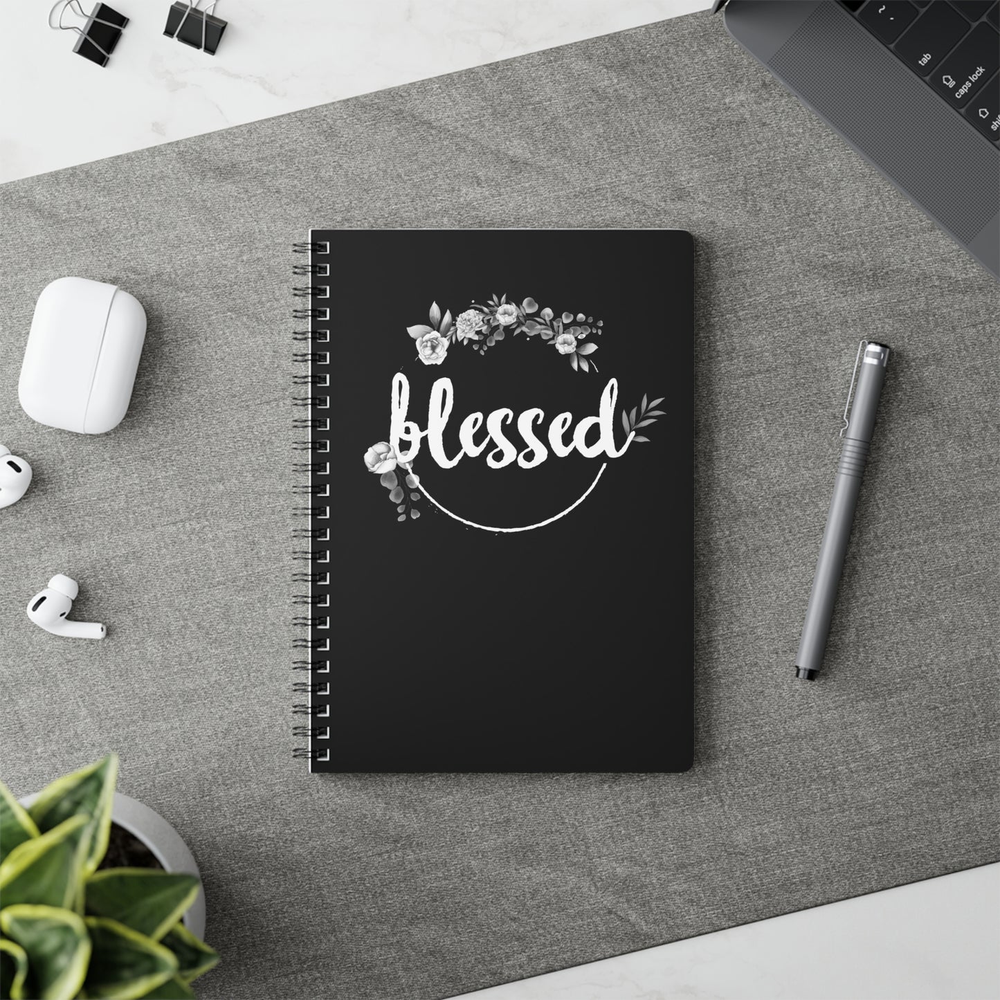 Blessed Floral | Christliches Notizbuch Schwarz | Christliche Geschenke | Gesegnet
