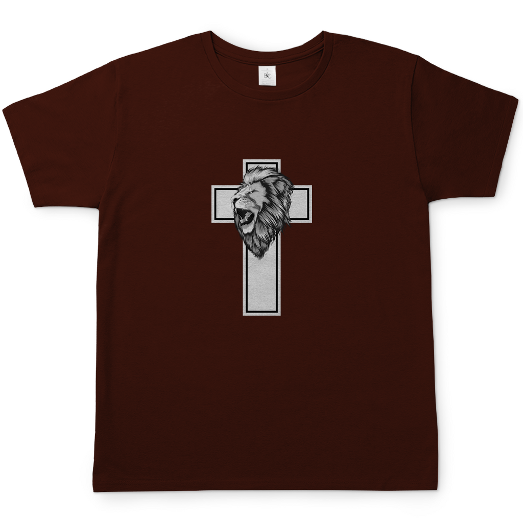 Löwen Kreuz christliches Herren T-Shirt