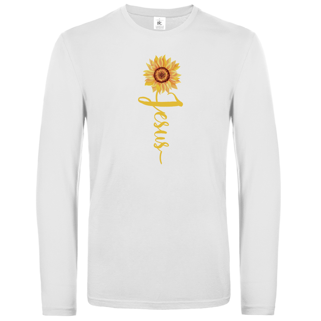 Jesus Sonnenblume christliches Unisex Langarmshirt