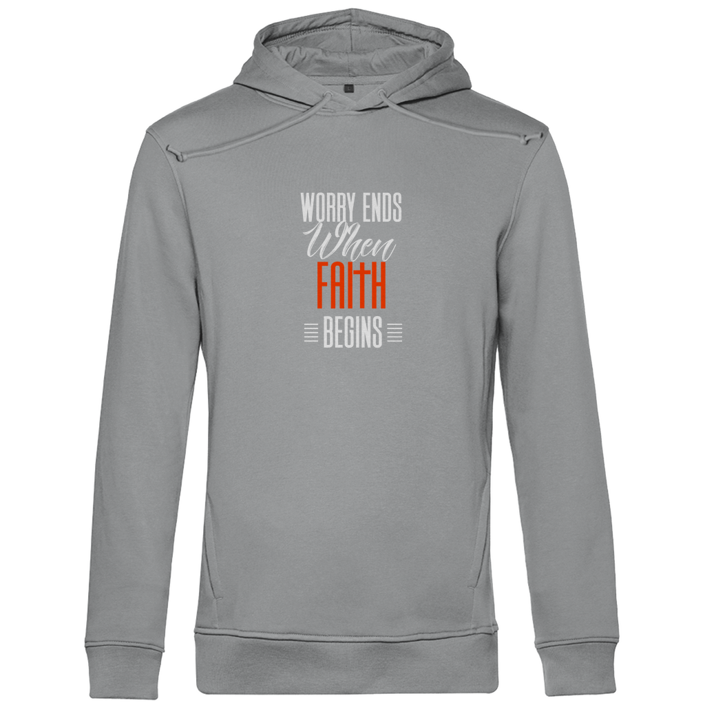 Worry Ends When Faith Begins Herren Premium Bio Hoodie