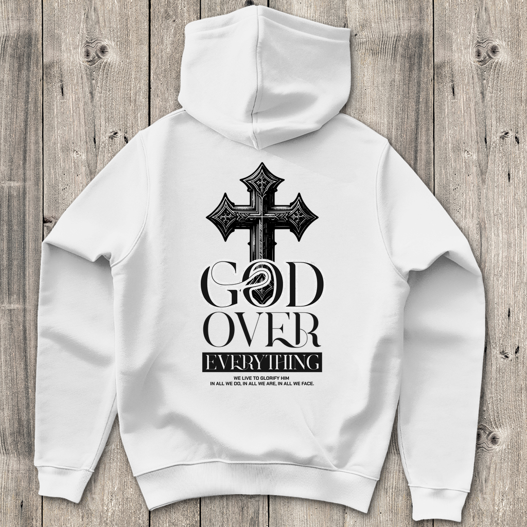 God over Everything - Backprint Christlicher Herren Hoodie