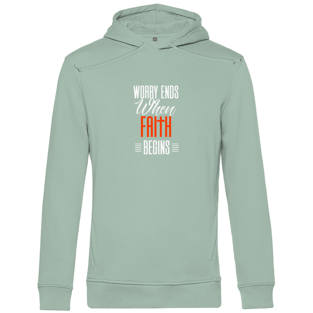 Worry Ends When Faith Begins Herren Premium Bio Hoodie