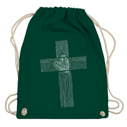Kreuz mit Herz christlicher Turnbeutel