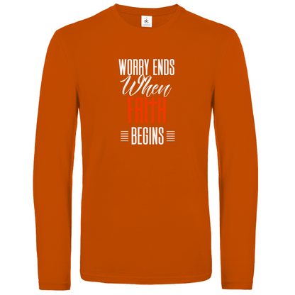 Worry Ends When Faith Begins christliches Unisex Langarmshirt