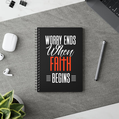 Worry Ends When Faith Begins | Christliches Notizbuch Schwarz | Christliche Geschenke | Gesegnet