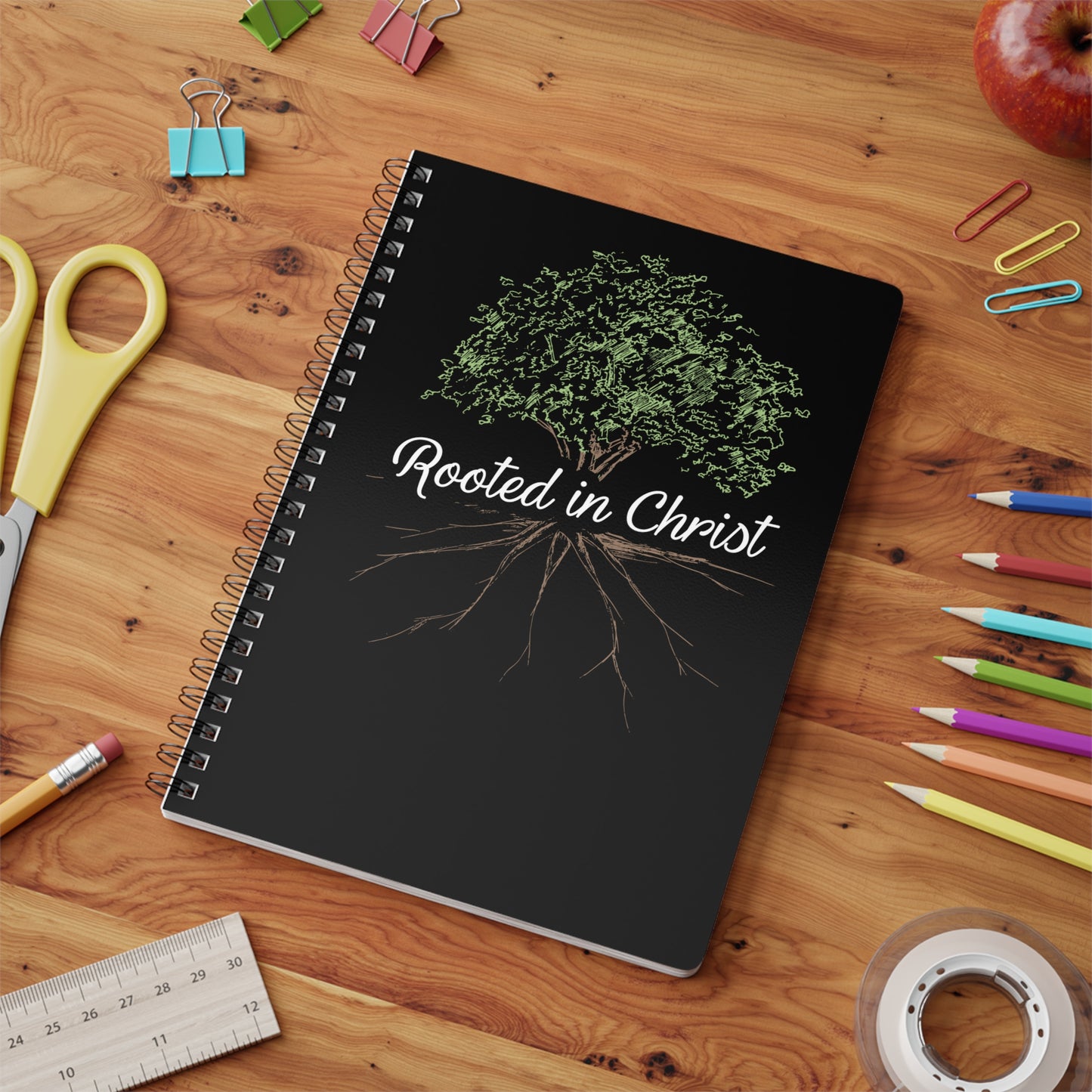 Rooted in Christ | Christliches Notizbuch Schwarz | Christliche Geschenke | Gesegnet