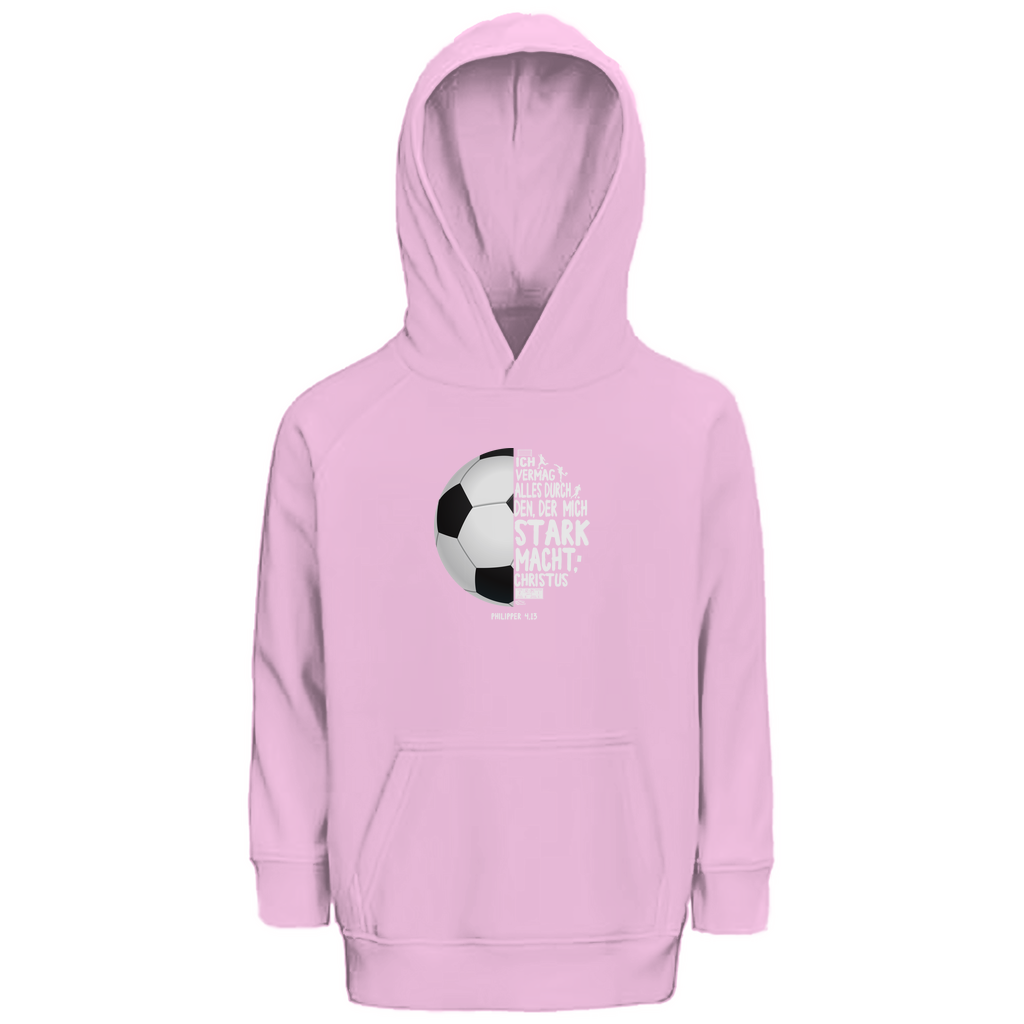Ich bin stark durch Christus Philipper 4,13 Fußball Kinder Premium Bio Hoodie