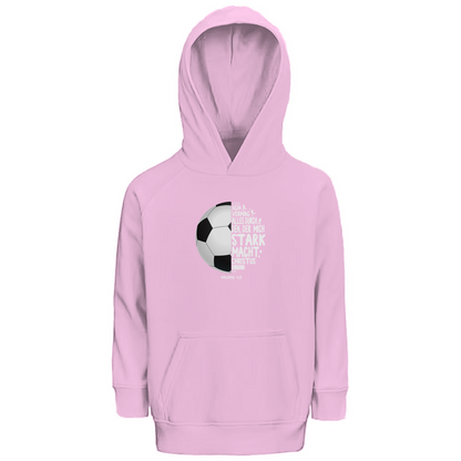 Ich bin stark durch Christus Philipper 4,13 Fußball Kinder Premium Bio Hoodie
