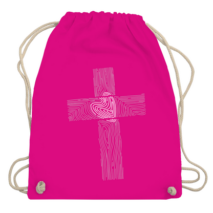 Kreuz mit Herz christlicher Turnbeutel