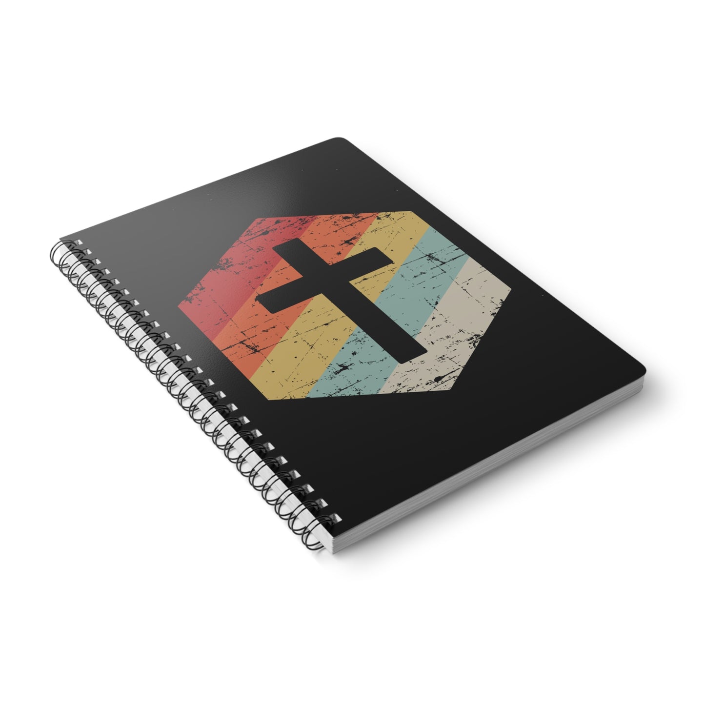 Retro Kreuz | Christliches Notizbuch Schwarz | Christliche Geschenke | Gesegnet