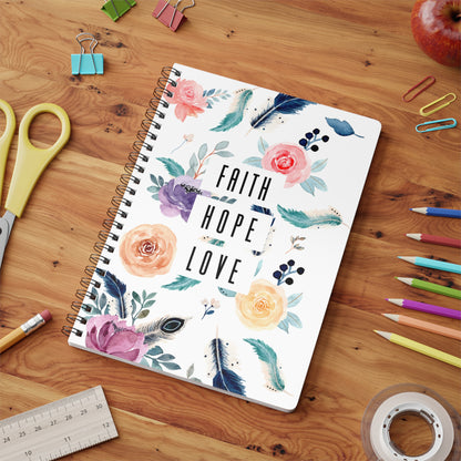 Faith Hope Love | Christliches Notizbuch Schwarz | Christliche Geschenke | Gesegnet