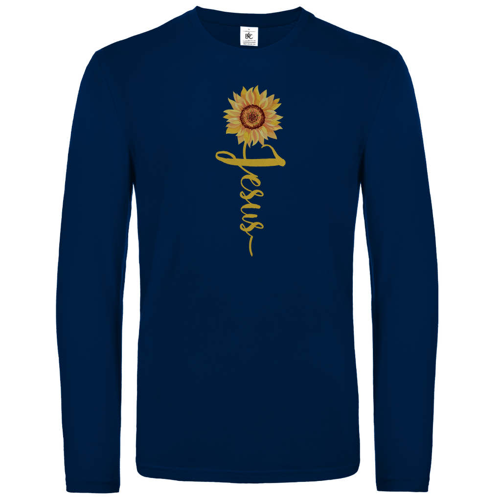 Jesus Sonnenblume christliches Unisex Langarmshirt