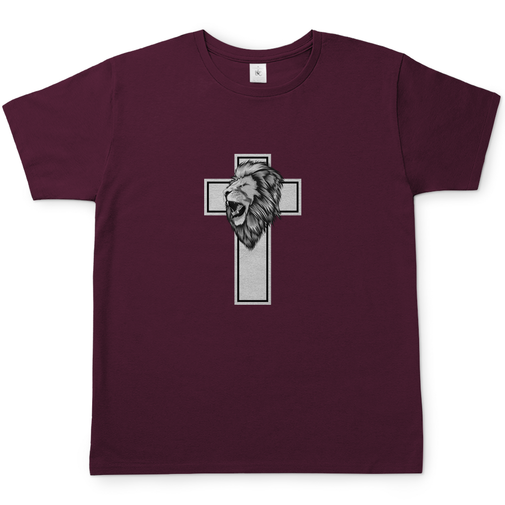 Löwen Kreuz christliches Herren T-Shirt
