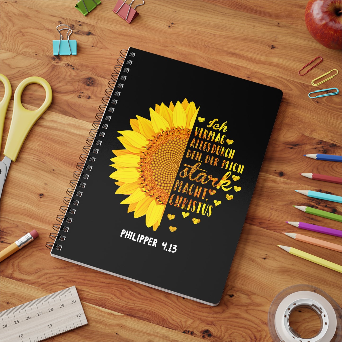 Philipper 4,13 Sonnenblume | Christliches Notizbuch | Christliche Geschenke | Gesegnet
