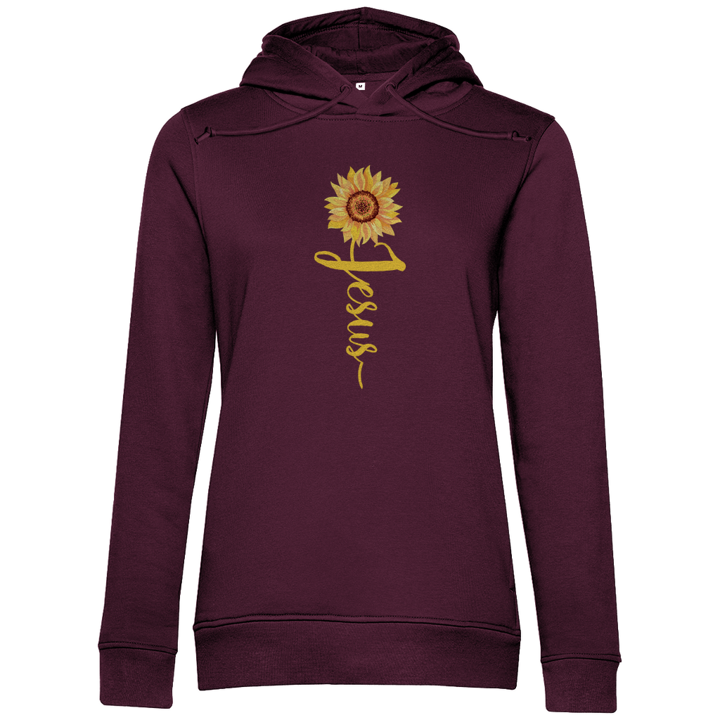 Jesus Sonnenblume christlicher Damen Premium Bio Hoodie