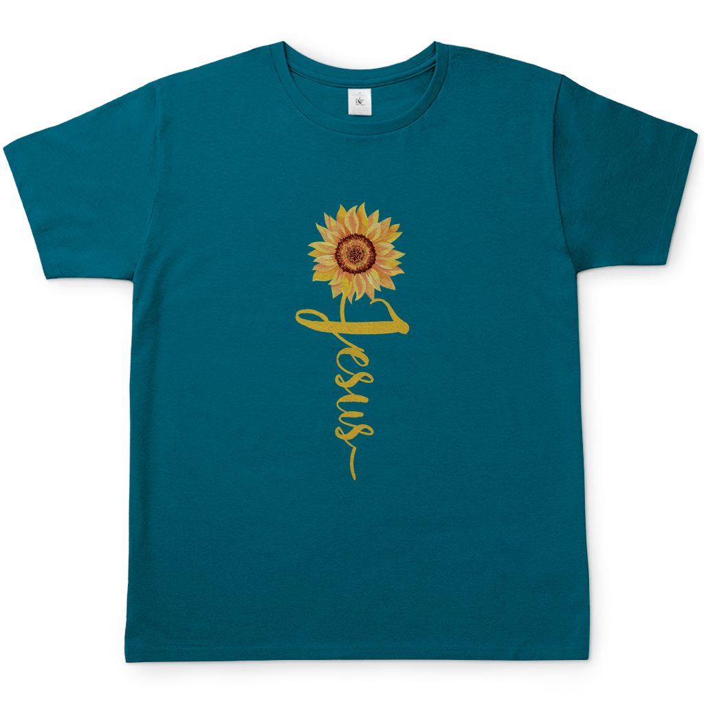 Jesus Sonnenblume christliches Herren T-Shirt