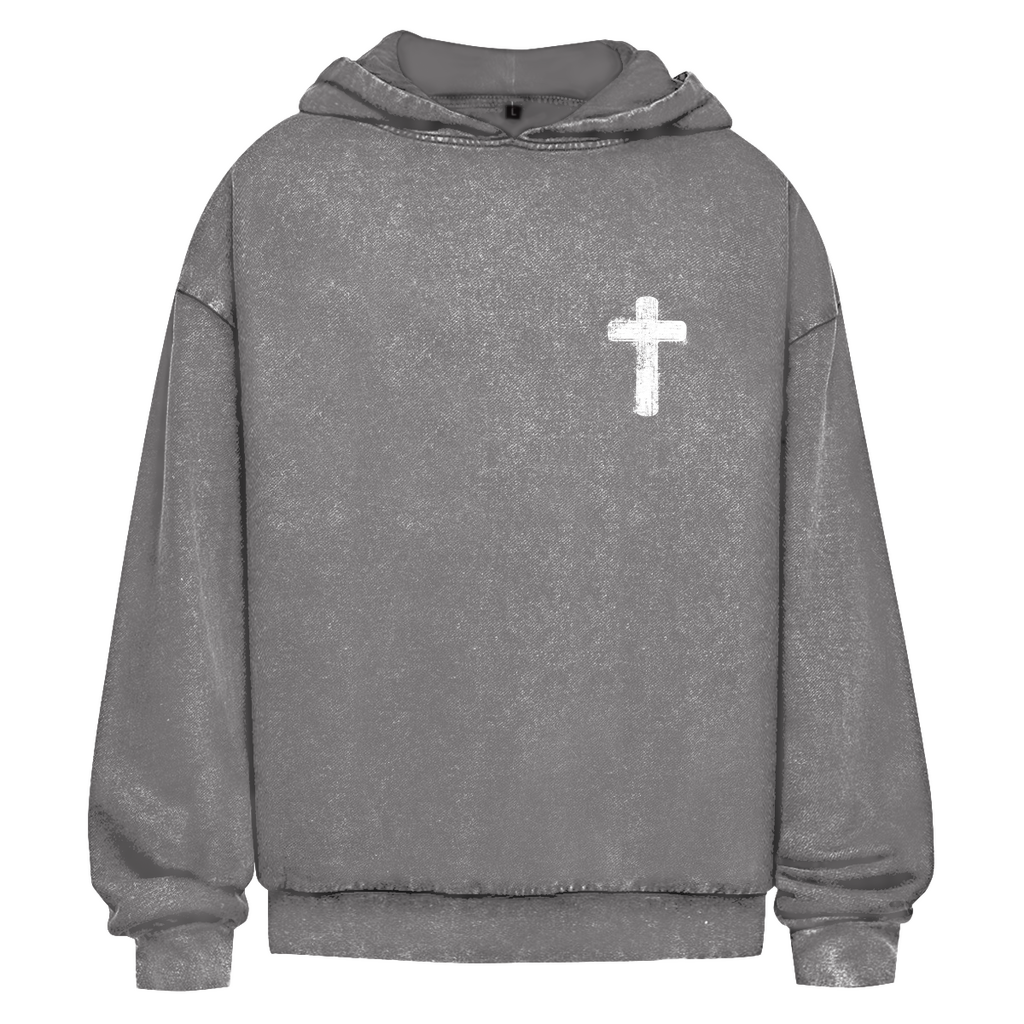 Oversize Washed Hoodie Cross Front