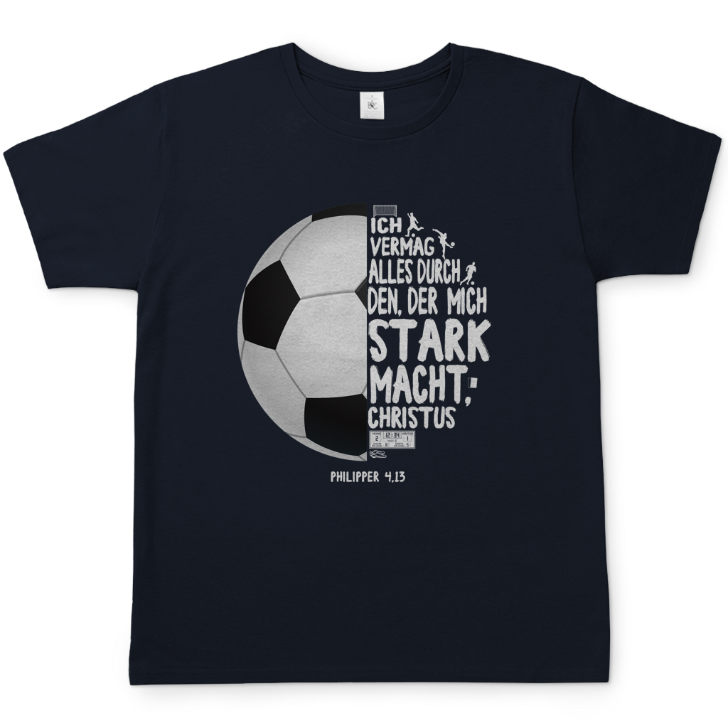 Ich vermag alles durch Christus Fußball christliches Herren T-Shirt