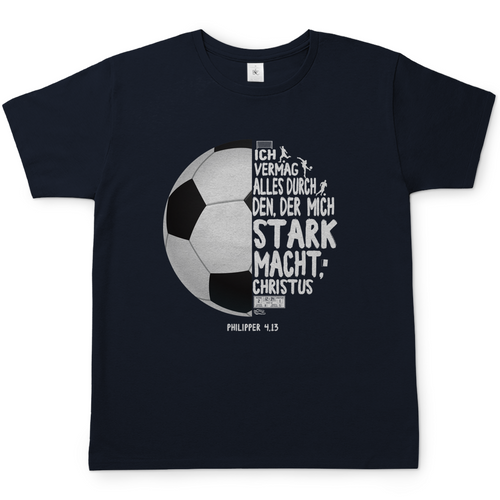 Ich vermag alles durch Christus Fußball christliches Herren T-Shirt