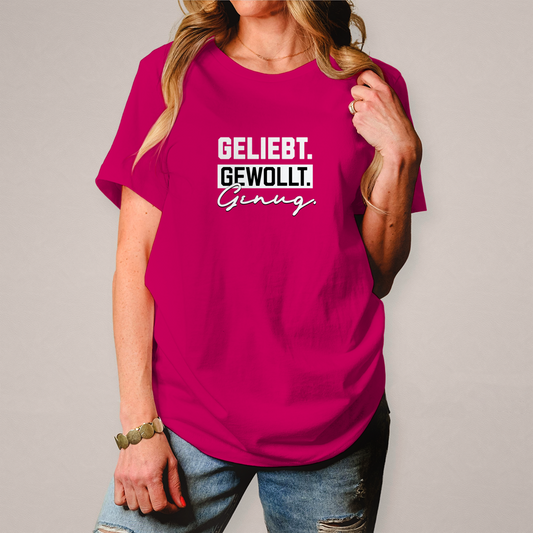 Geliebt Gewollt Genug | Christliches T-Shirt Damen | Christliche T-Shirts Damen | Gesegnet