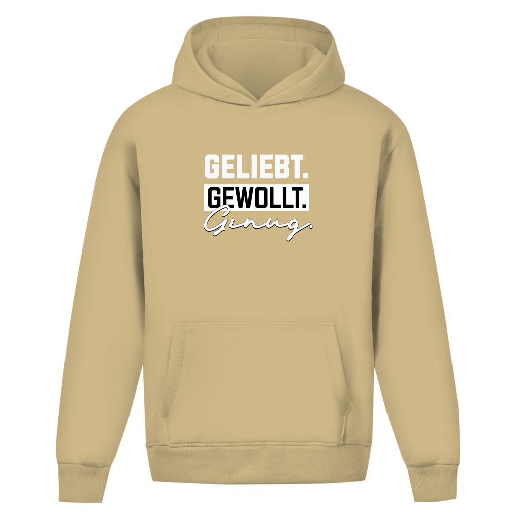 Geliebt Gewollt Genug | Oversize Hoodie ohne Kordel | Christliche Hoodies | Gesegnet