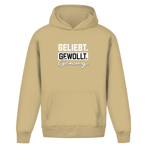 Geliebt Gewollt Genug | Oversize Hoodie ohne Kordel | Christliche Hoodies | Gesegnet