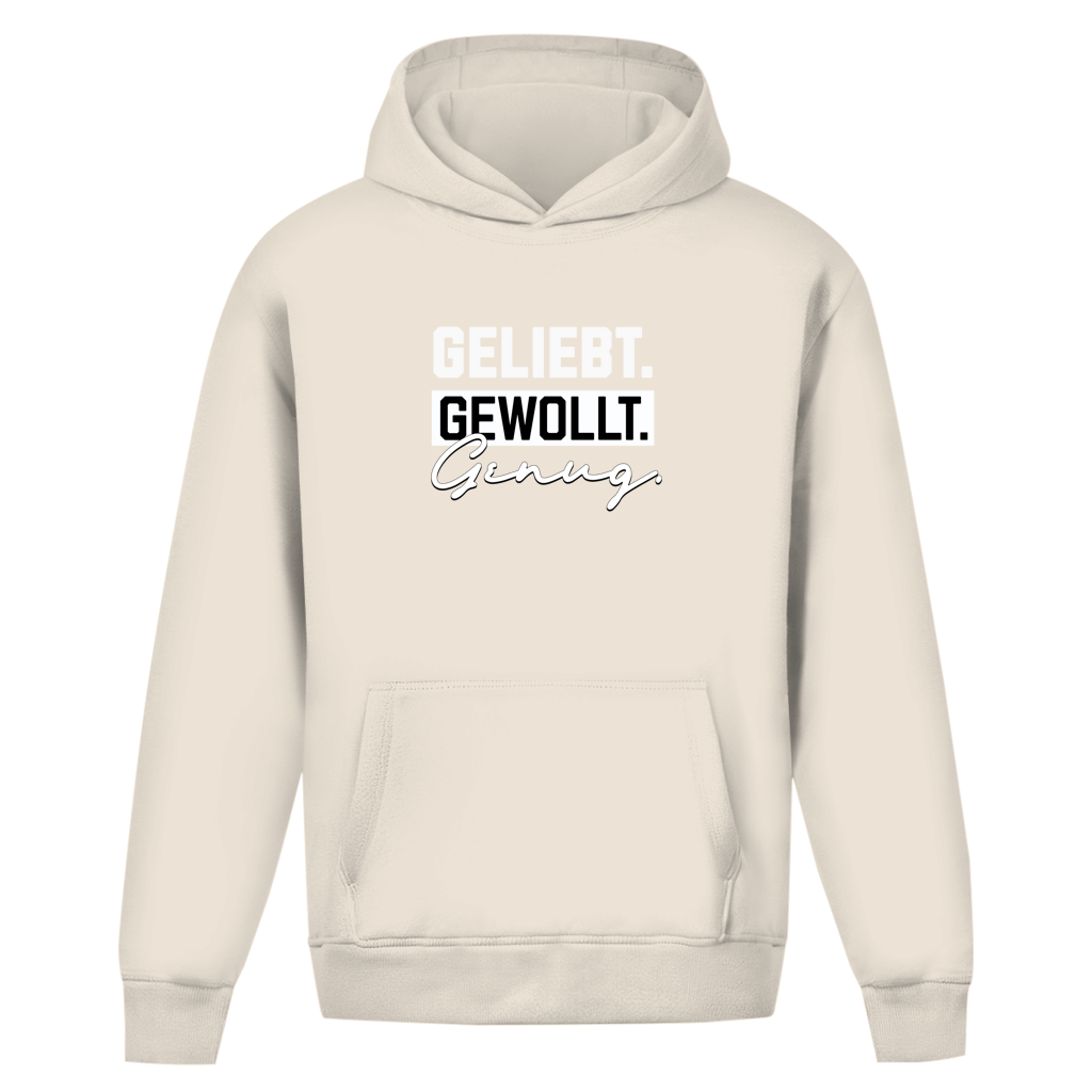Geliebt Gewollt Genug | Oversize Hoodie ohne Kordel | Christliche Hoodies | Gesegnet