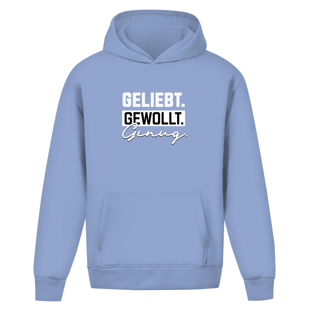 Geliebt Gewollt Genug | Oversize Hoodie ohne Kordel | Christliche Hoodies | Gesegnet