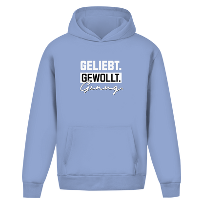 Geliebt Gewollt Genug | Oversize Hoodie ohne Kordel | Christliche Hoodies | Gesegnet