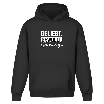 Geliebt Gewollt Genug | Oversize Hoodie ohne Kordel | Christliche Hoodies | Gesegnet