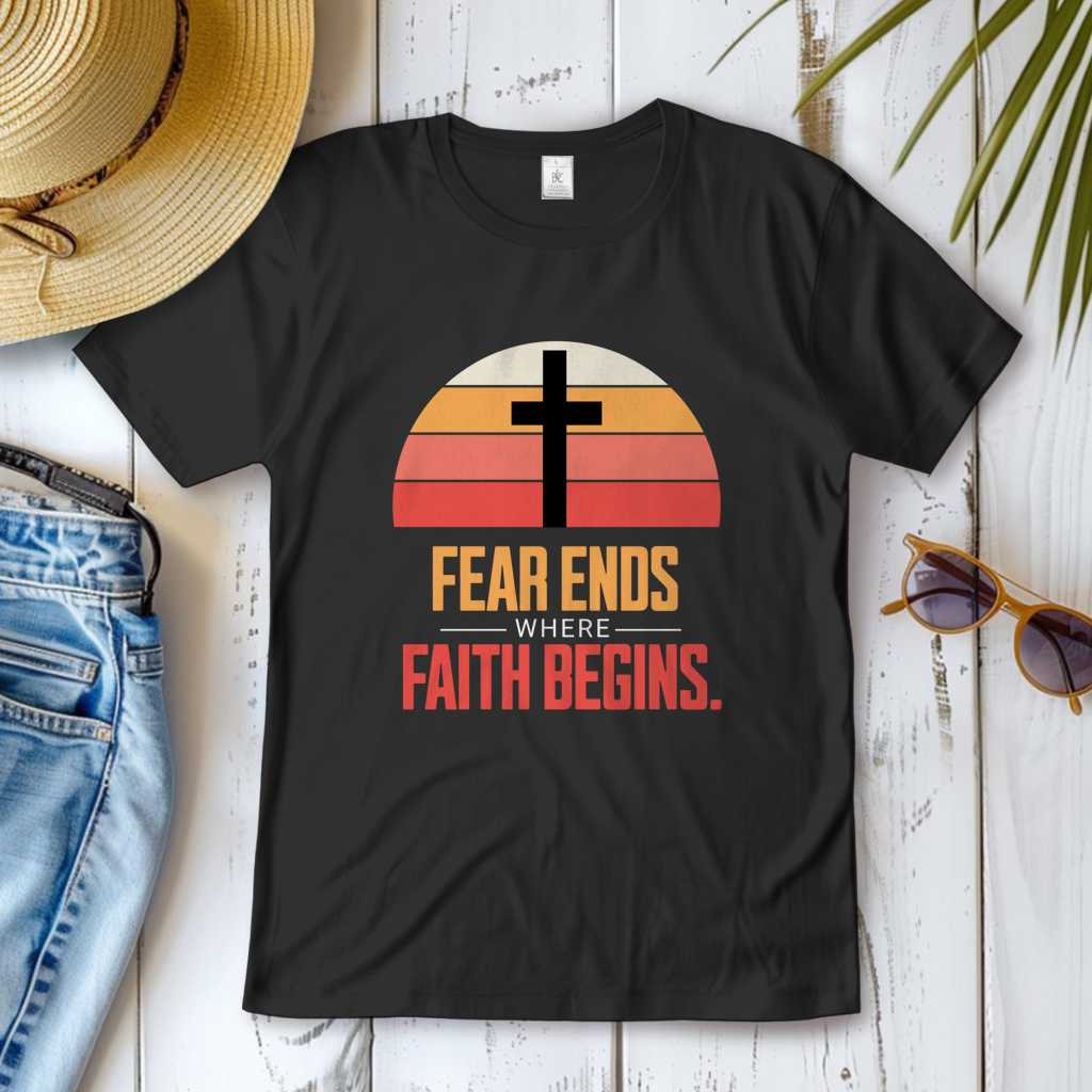 Fear Ends Where Faith Begins (Variante 2) | Christliches T-Shirt Damen | Christliche T-Shirts Damen | Gesegnet