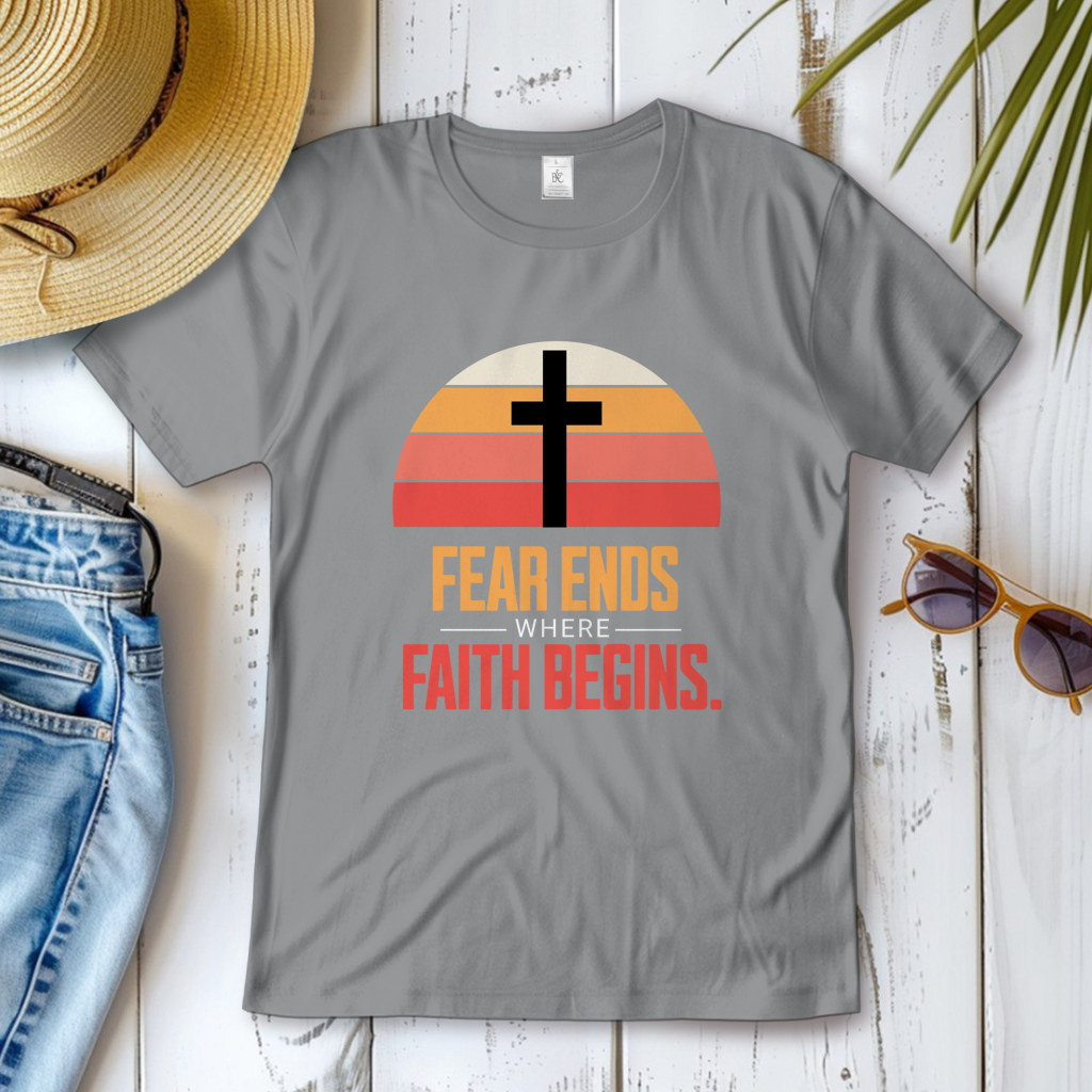 Fear Ends Where Faith Begins (Variante 2) | Christliches T-Shirt Damen | Christliche T-Shirts Damen | Gesegnet