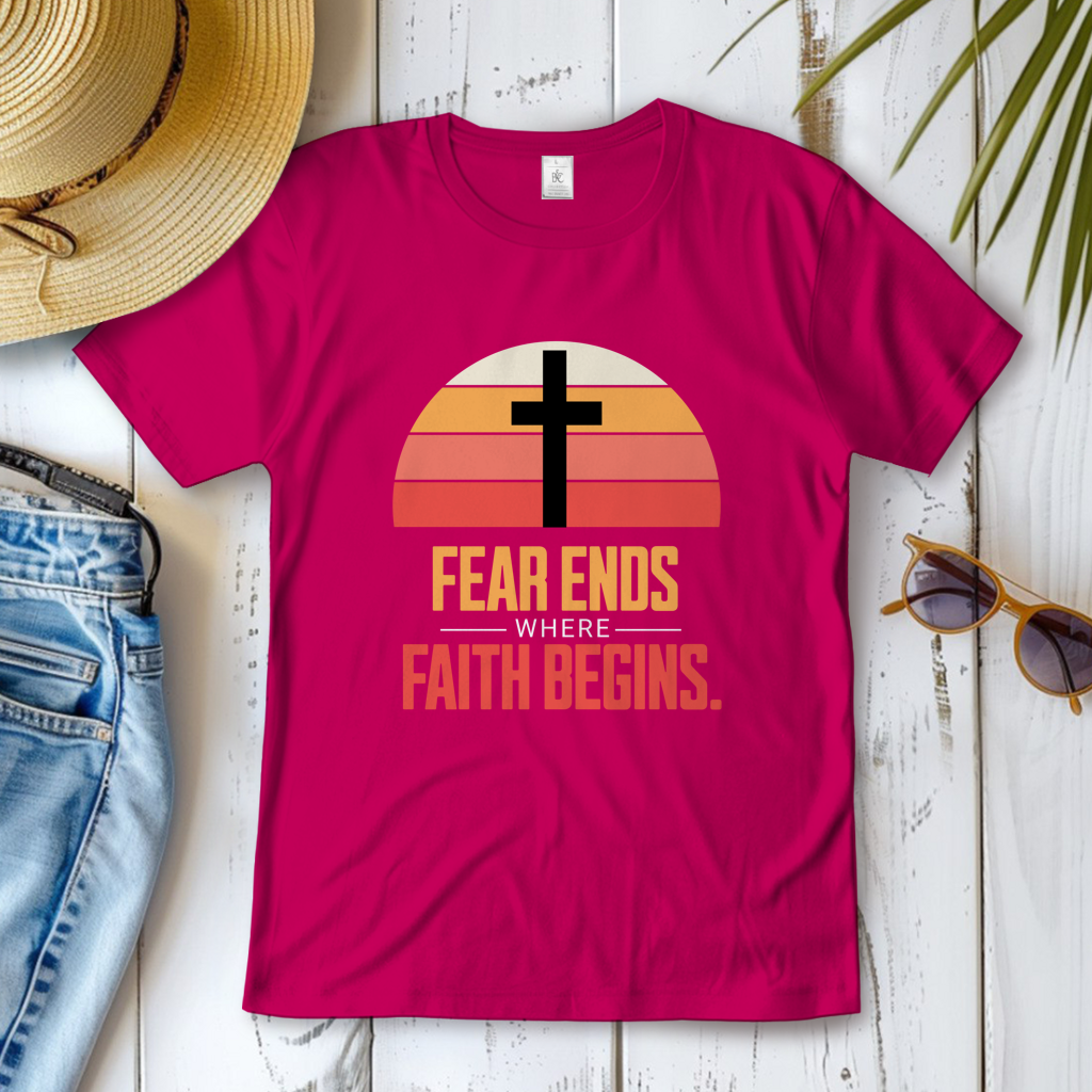 Fear Ends Where Faith Begins (Variante 2) | Christliches T-Shirt Damen | Christliche T-Shirts Damen | Gesegnet