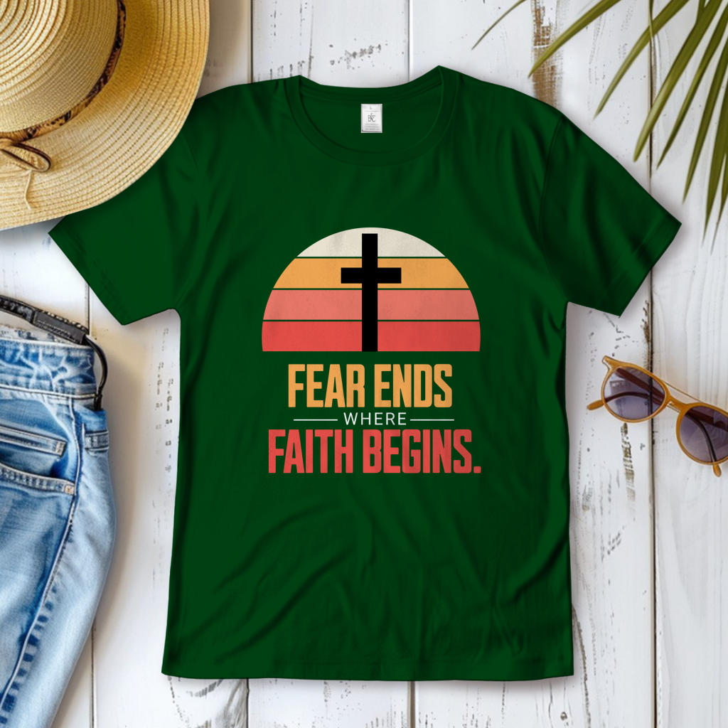 Fear Ends Where Faith Begins (Variante 2) | Christliches T-Shirt Damen | Christliche T-Shirts Damen | Gesegnet