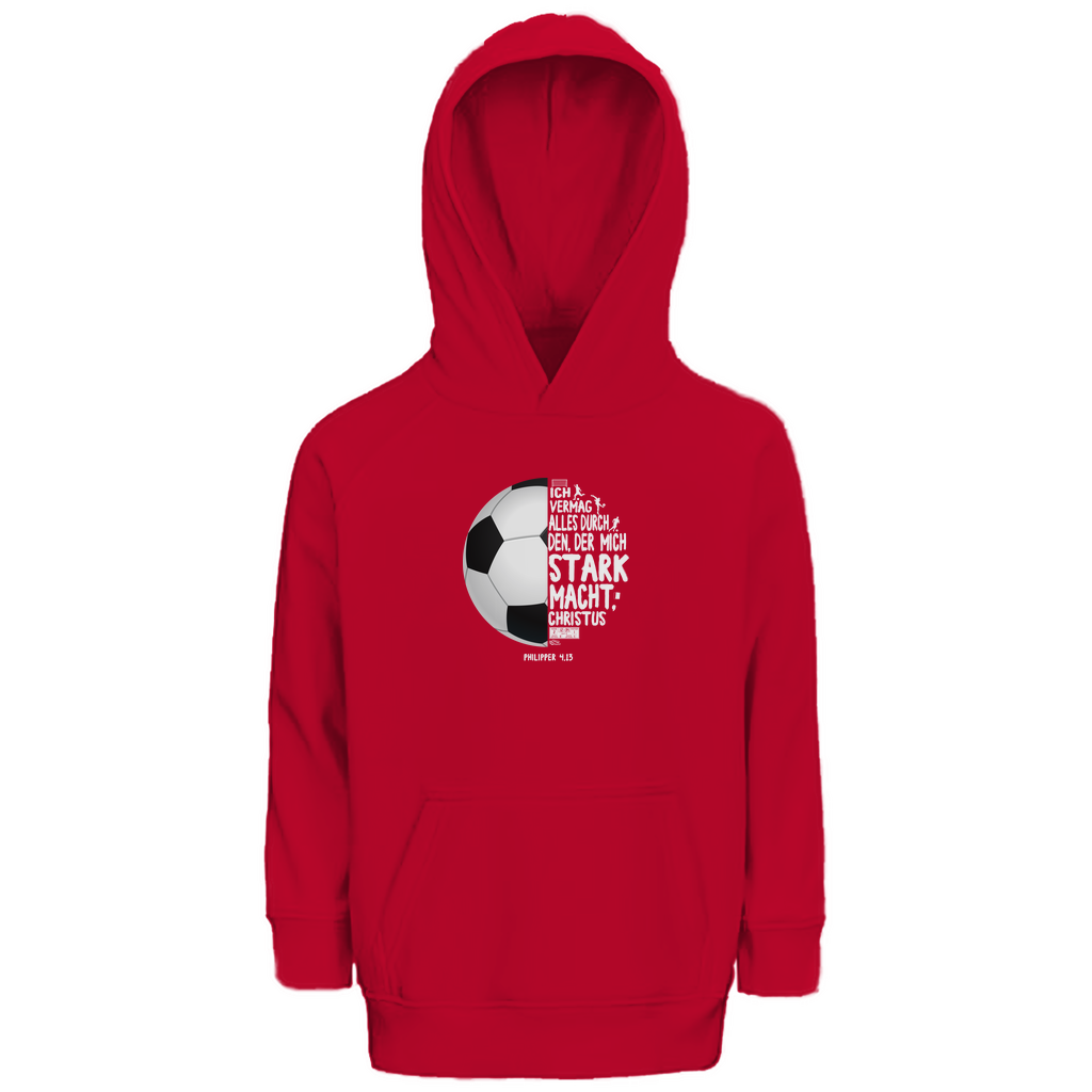 Ich bin stark durch Christus Philipper 4,13 Fußball Kinder Premium Bio Hoodie